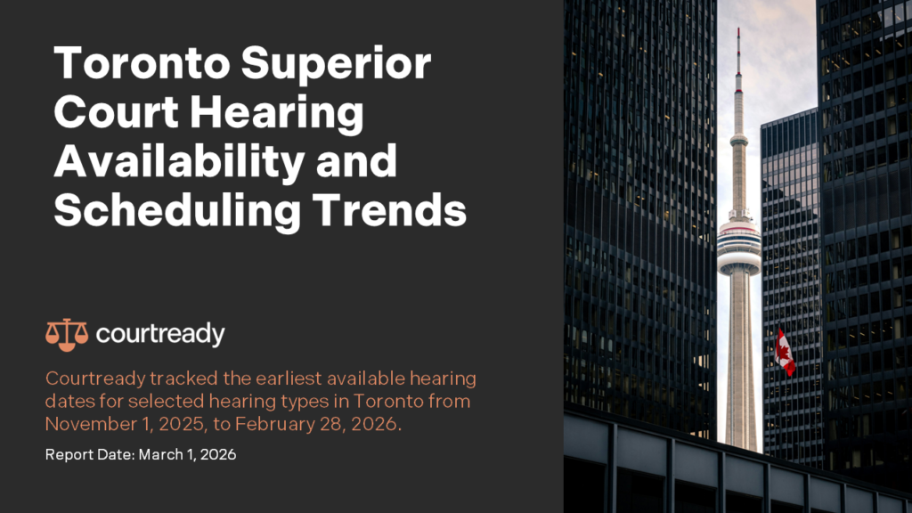 toronto court wait times in March 2026 continues to show uneven movements across different hearing types.